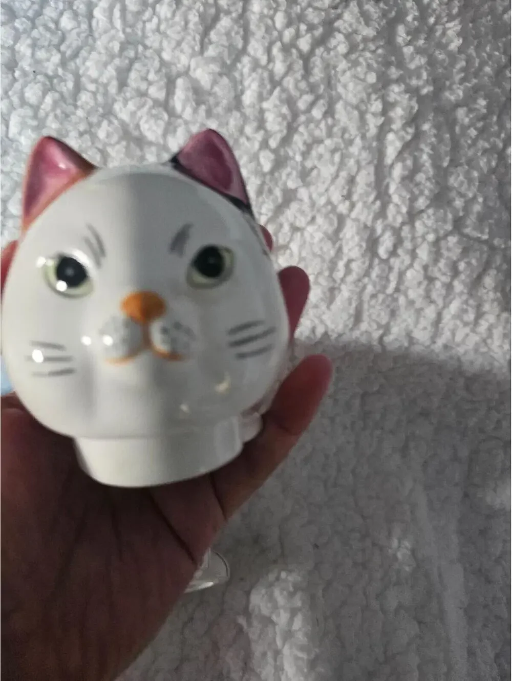 Vintage Chubby Cat Tea Pot 7" Porcelain Ceramic Multicolor 2pc Thailand Decor - Picture 15 of 16